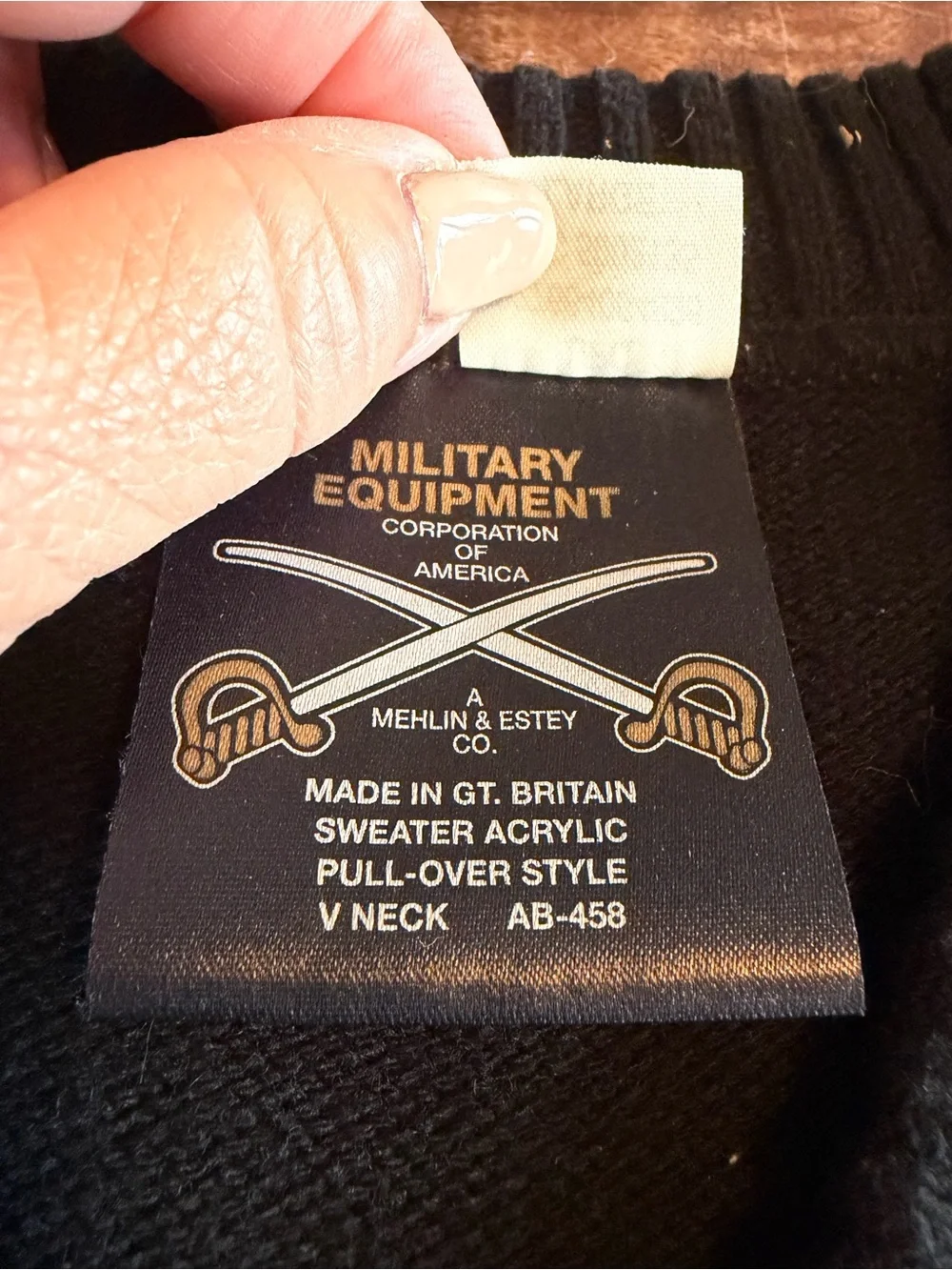 Vintage Military Equipment Corp Men’s Commando Sweater Black 1990s Made in Great